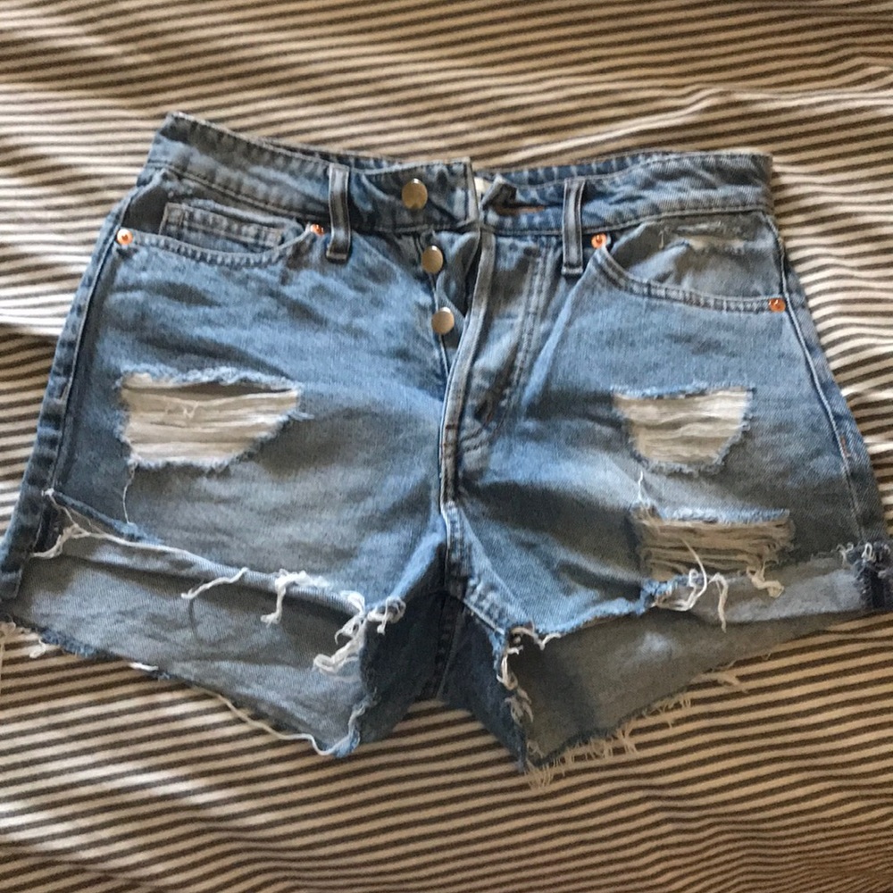 High waisted jean shorts